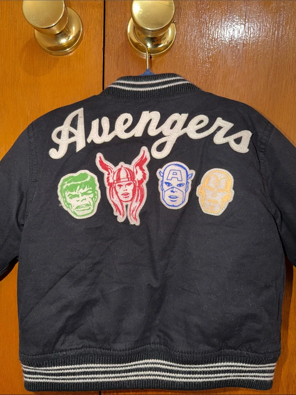 Gap Kids Black Varsity Jacket with Red 'A' Patch